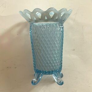 Katy Blue Lace Top Vase by Fenton Floral Design